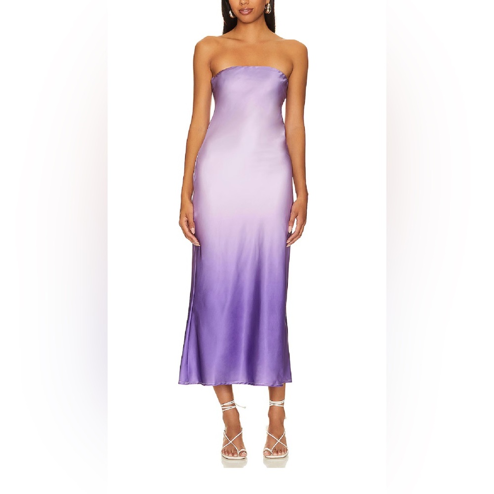 Strapless Ombre Lilac to Purple Satin Slip Dress